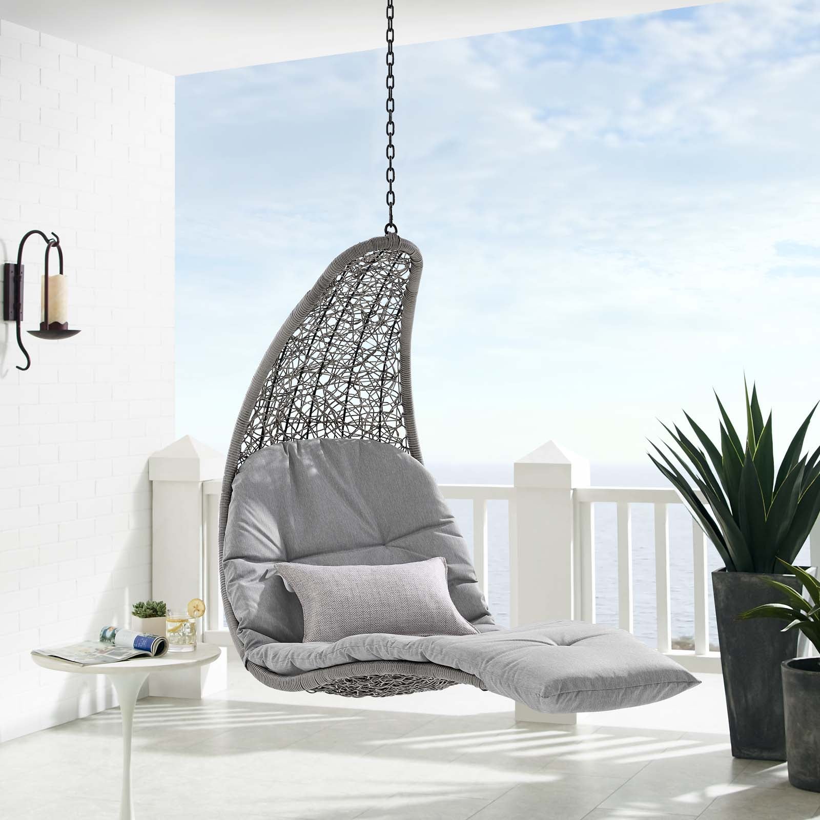 Panorama Outdoor Patio Hanging Chaise Lounge Swing Chair