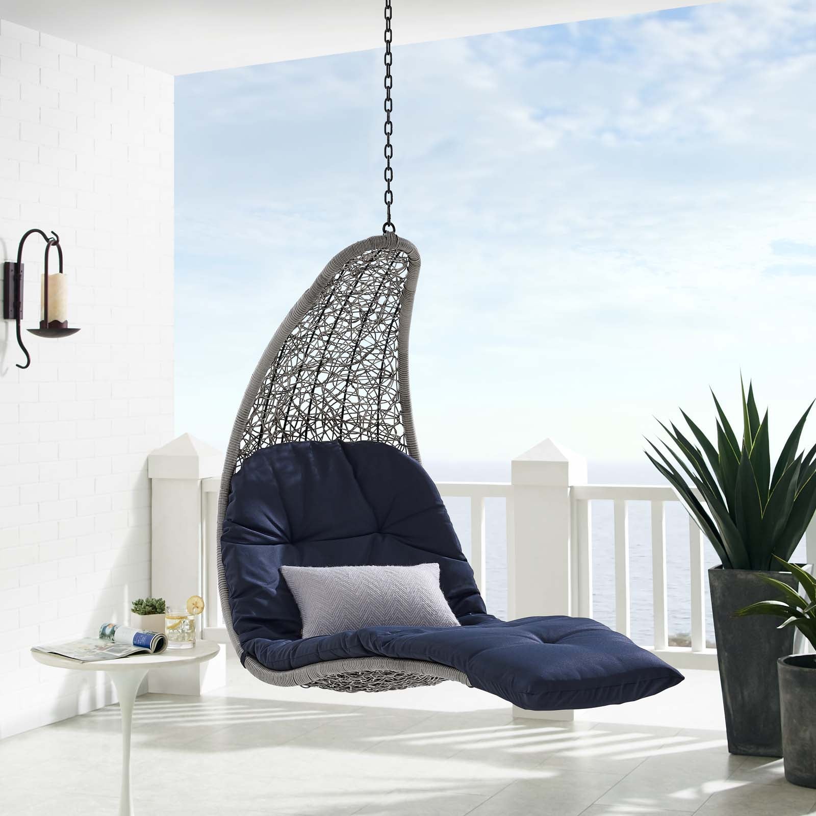 Panorama Outdoor Patio Hanging Chaise Lounge Swing Chair