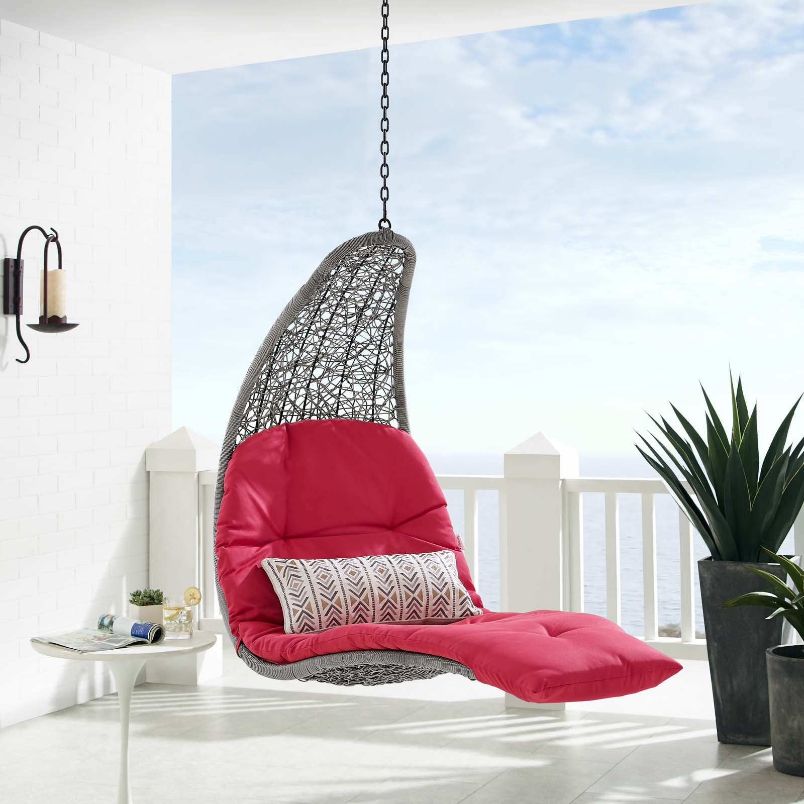 Panorama Outdoor Patio Hanging Chaise Lounge Swing Chair