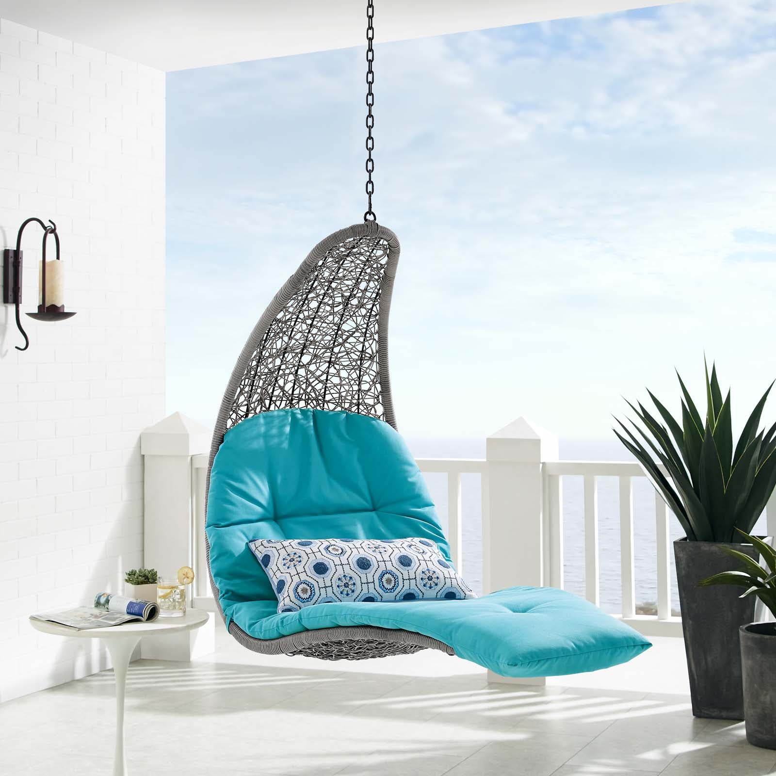 Panorama Outdoor Patio Hanging Chaise Lounge Swing Chair