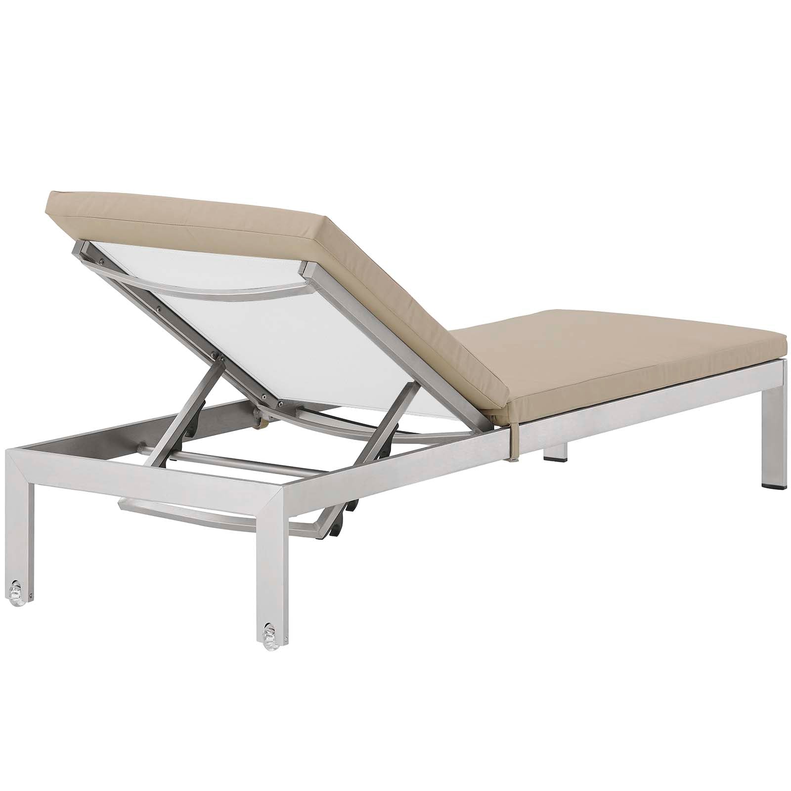 Coast Outdoor Patio Aluminum White Mesh Chaise With Cushions