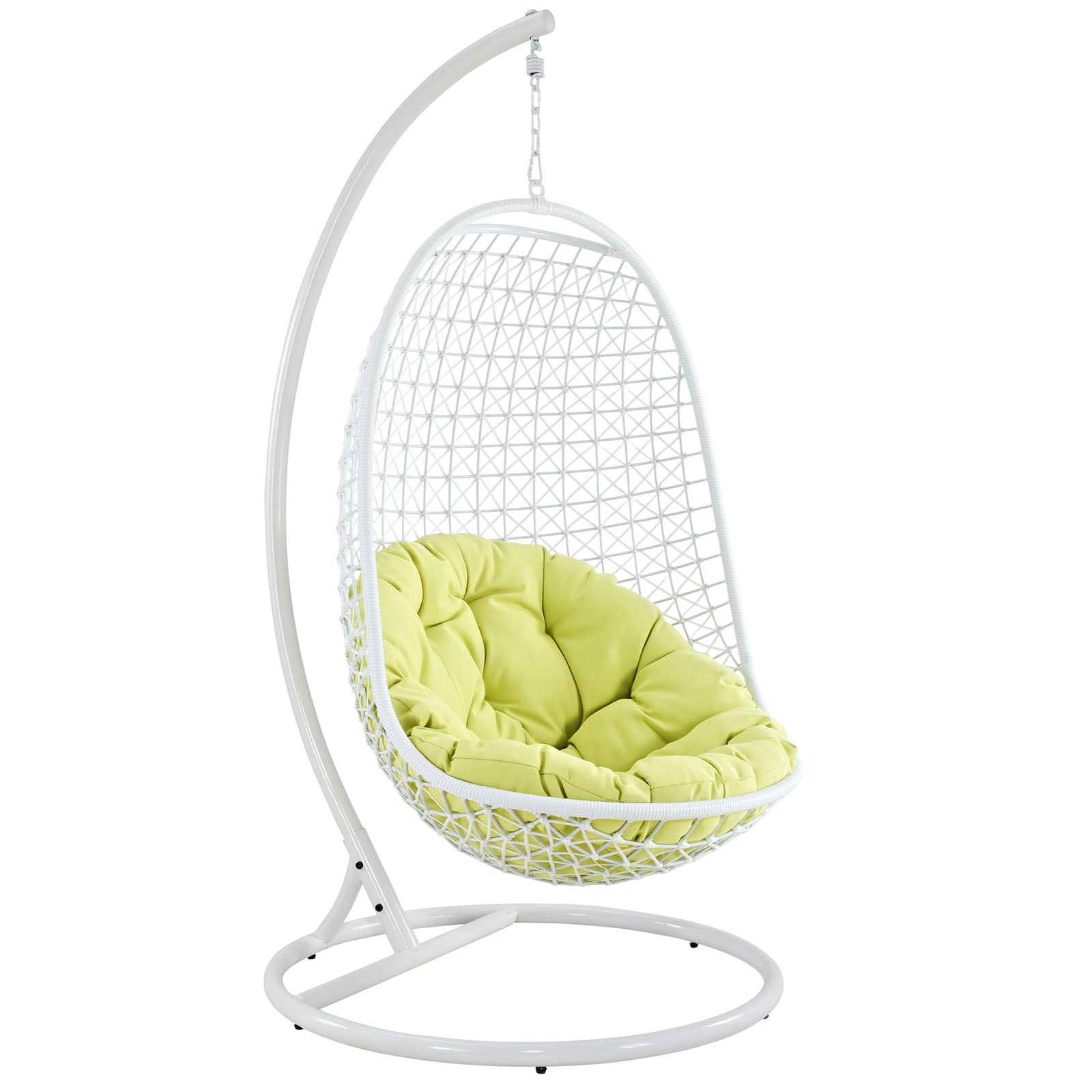 White Swing Outdoor Patio Fabric Lounge Chair With Stand