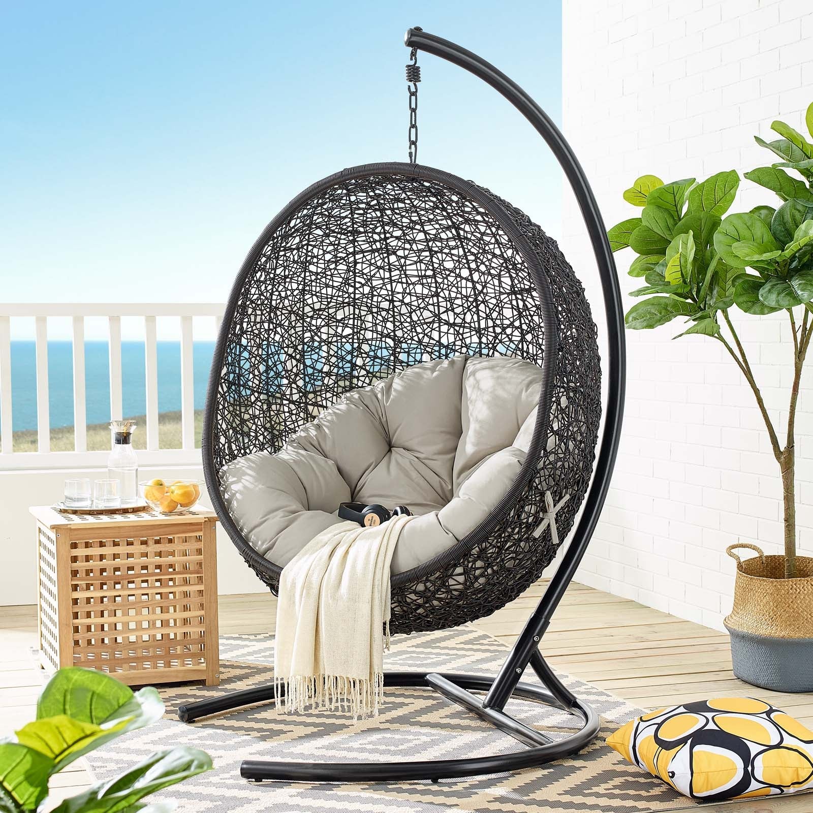 Swing Outdoor Patio Lounge Chair With Stand