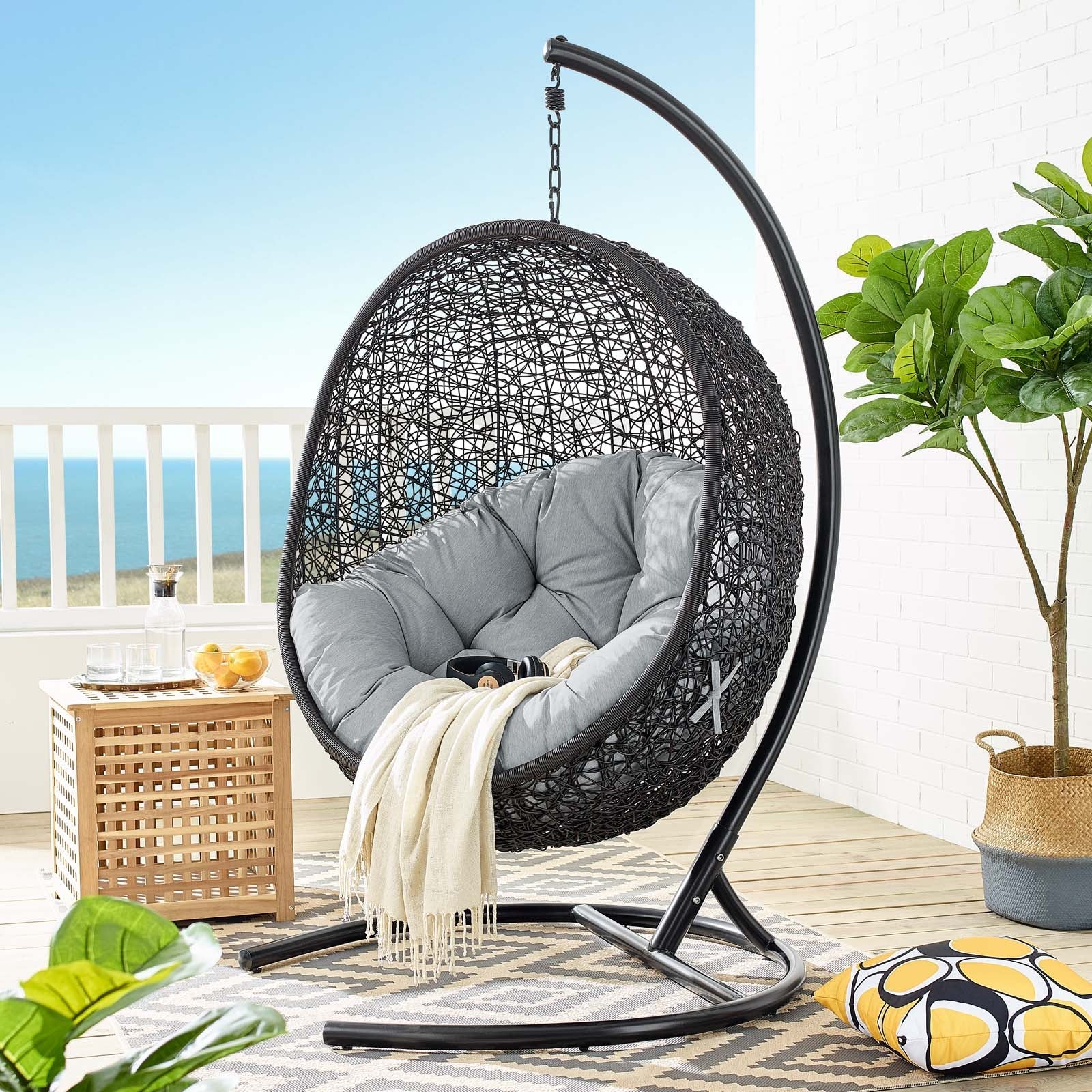 Swing Outdoor Patio Lounge Chair With Stand