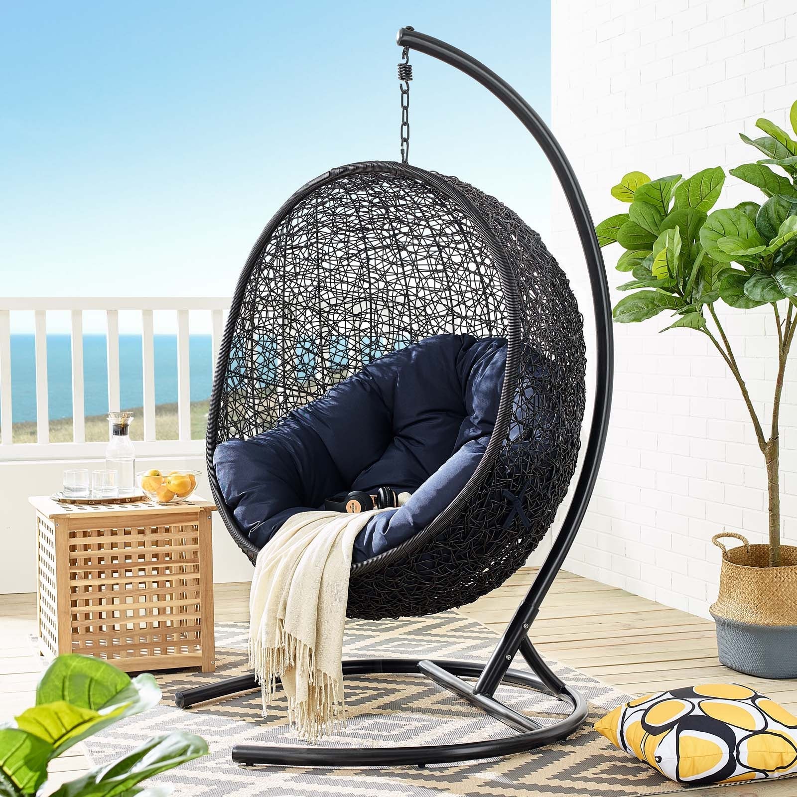 Swing Outdoor Patio Lounge Chair With Stand