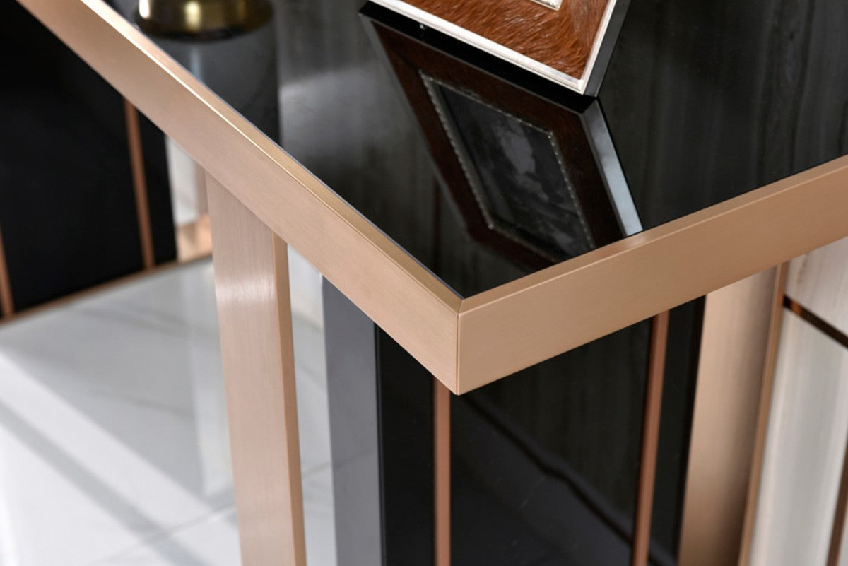Mauris Black & Rosegold Console Table