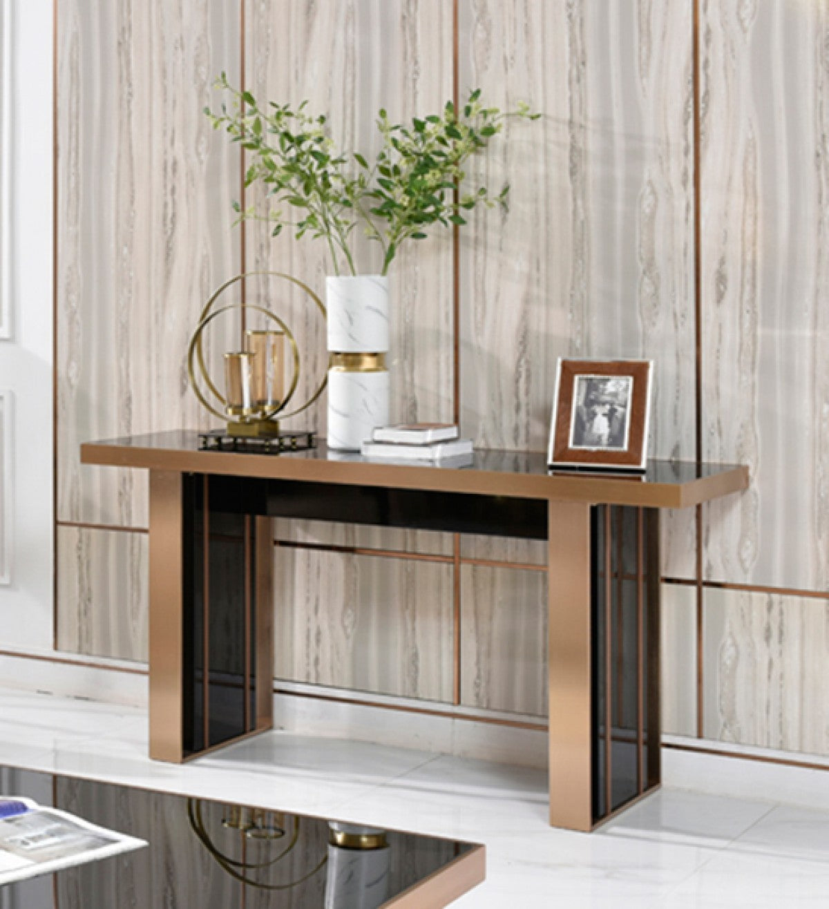 Mauris Black & Rosegold Console Table