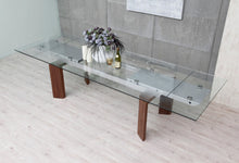 Load image into Gallery viewer, 87&quot;- 122&quot; Monte Extendable Walnut &amp; Glass Dining Table