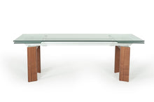 Load image into Gallery viewer, 87&quot;- 122&quot; Monte Extendable Walnut &amp; Glass Dining Table
