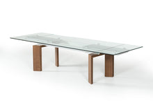 Load image into Gallery viewer, 87&quot;- 122&quot; Monte Extendable Walnut &amp; Glass Dining Table