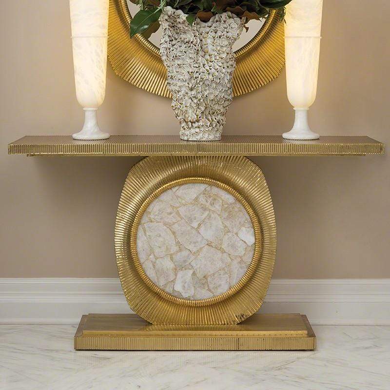 Opera Fluted Console Brass with Quartz Insert