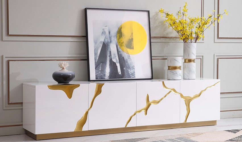 Paramount TV Stand With Gold Accents