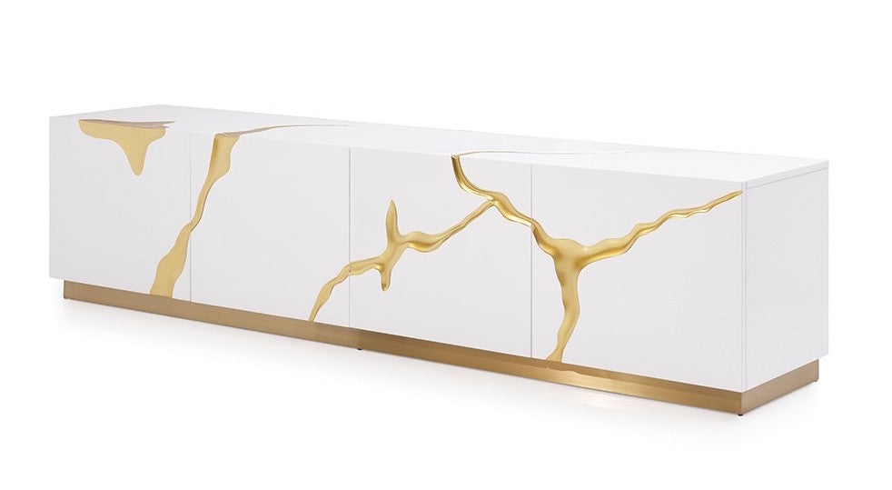 Paramount TV Stand With Gold Accents