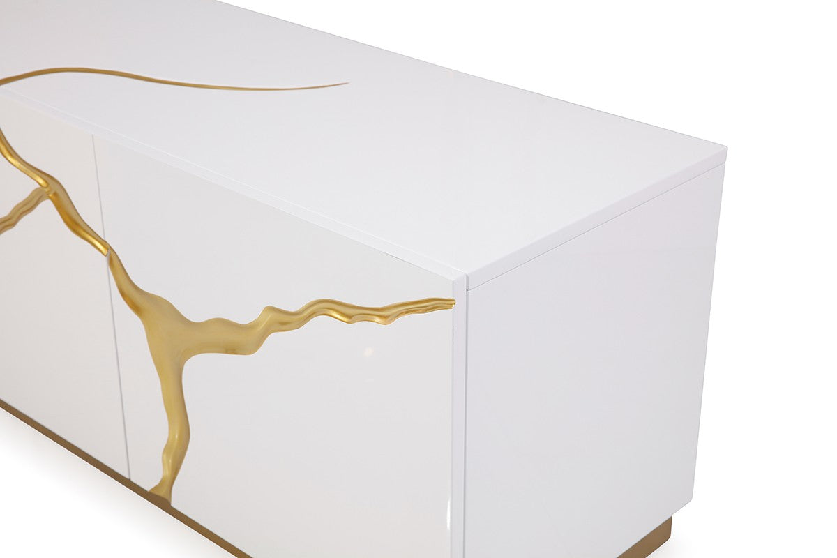 Paramount TV Stand With Gold Accents