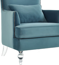 Load image into Gallery viewer, Bristol Sea Blue Velvet Chair with Lucite Legs