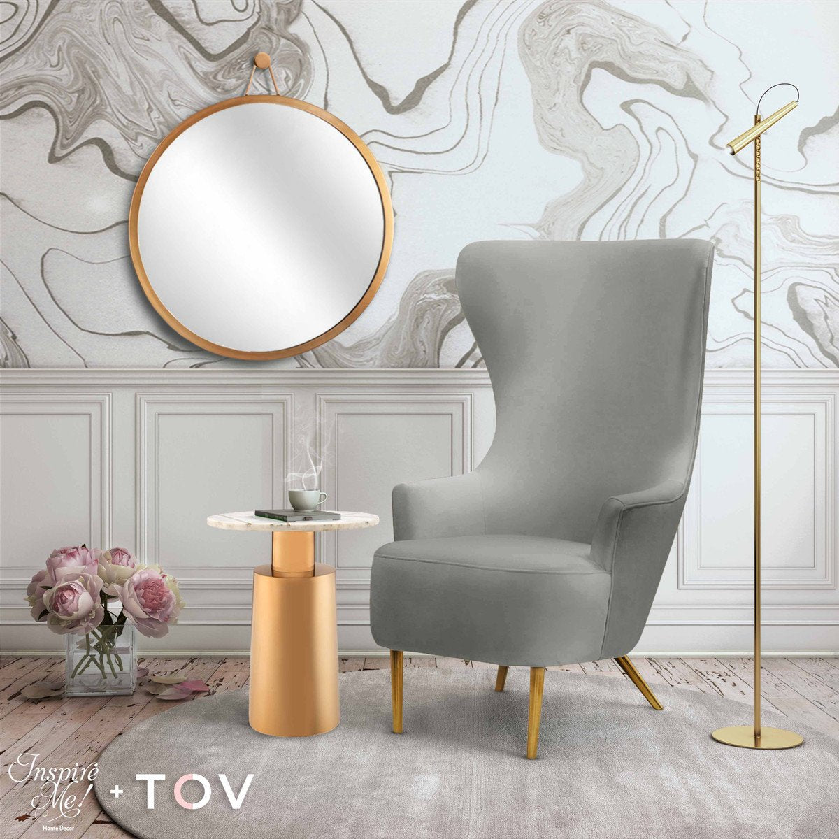 Julia Grey Wingback Chair By Inspire Me! Home Decor