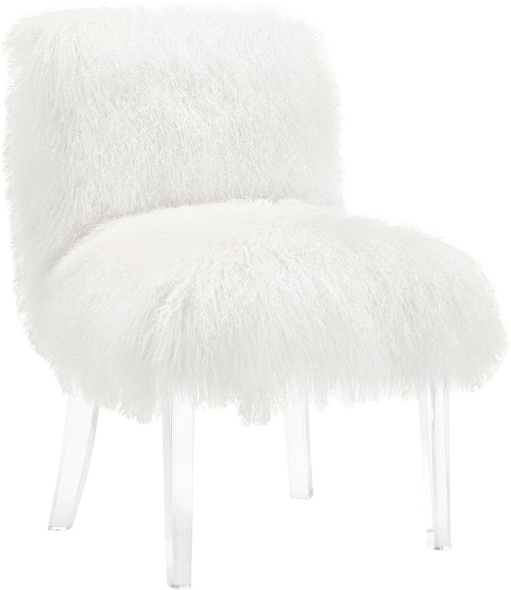 Sophie White Sheepskin Lucite Chair