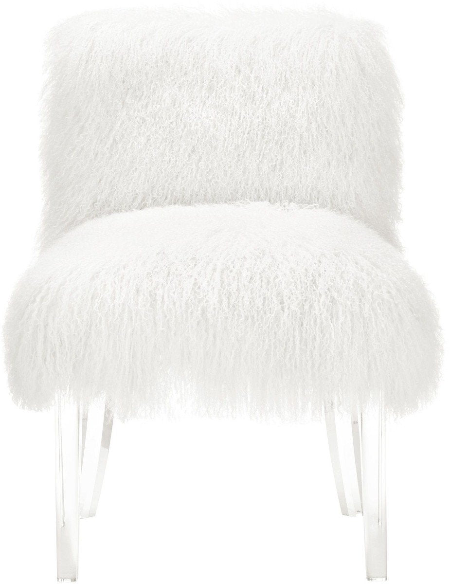 Sophie White Sheepskin Lucite Chair