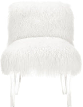 Load image into Gallery viewer, Sophie White Sheepskin Lucite Chair