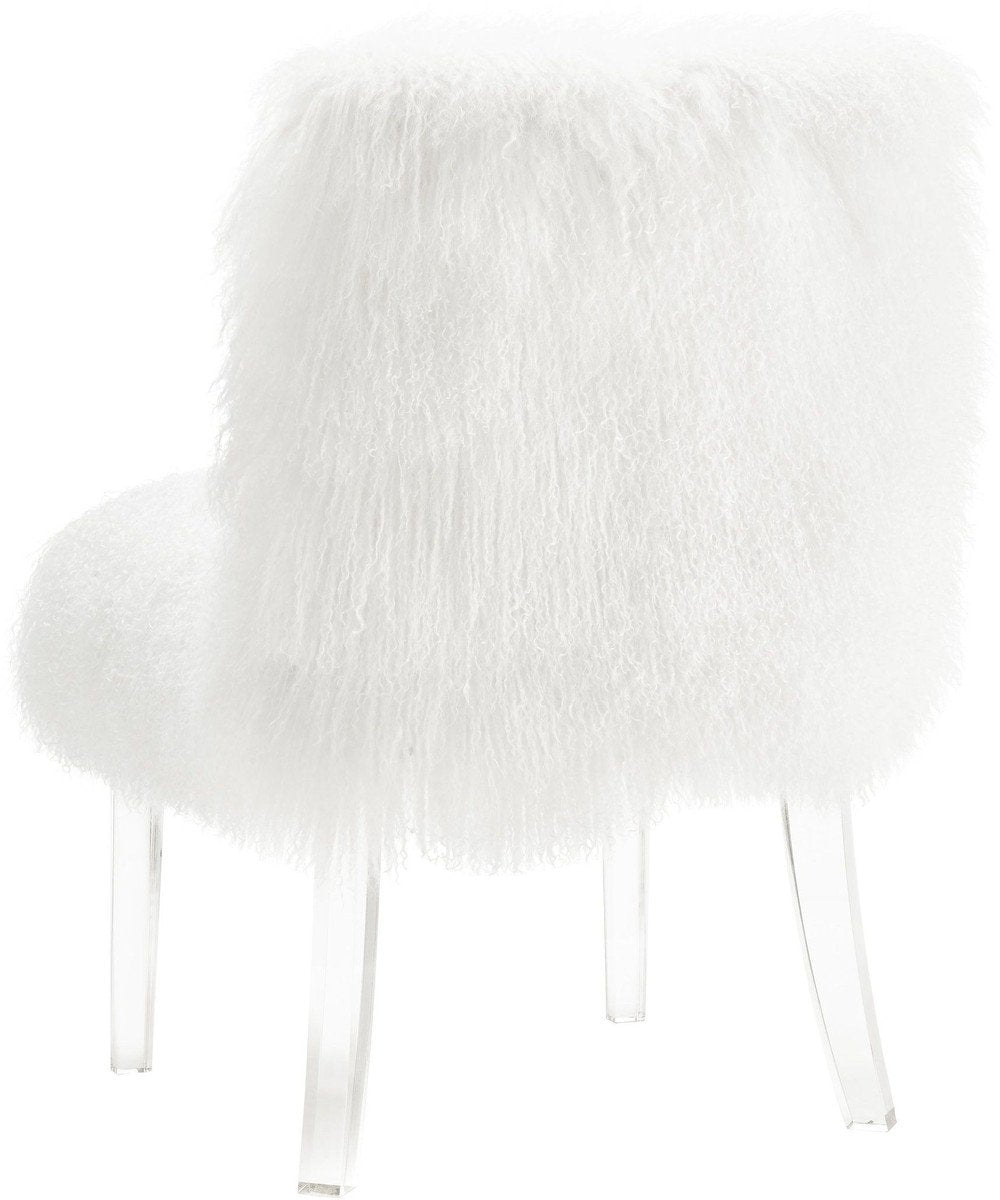 Sophie White Sheepskin Lucite Chair