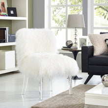Load image into Gallery viewer, Sophie White Sheepskin Lucite Chair