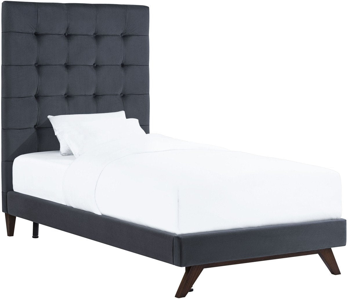 Eden Grey Velvet Bed in Twin