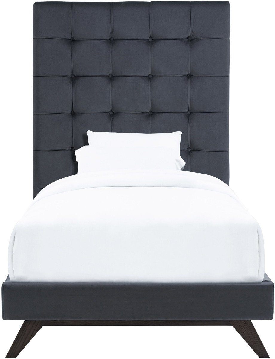 Eden Grey Velvet Bed in Twin