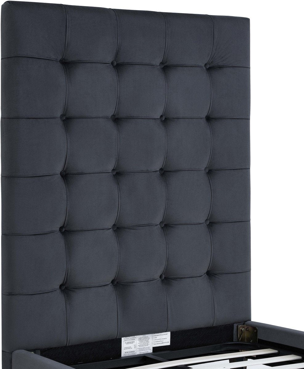 Eden Grey Velvet Bed in Twin