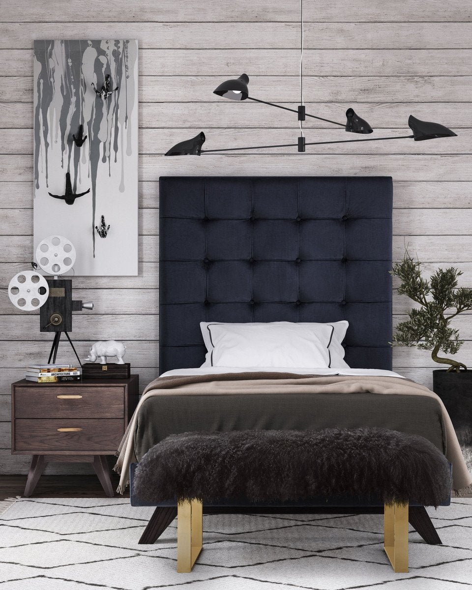 Eden Grey Velvet Bed in Twin