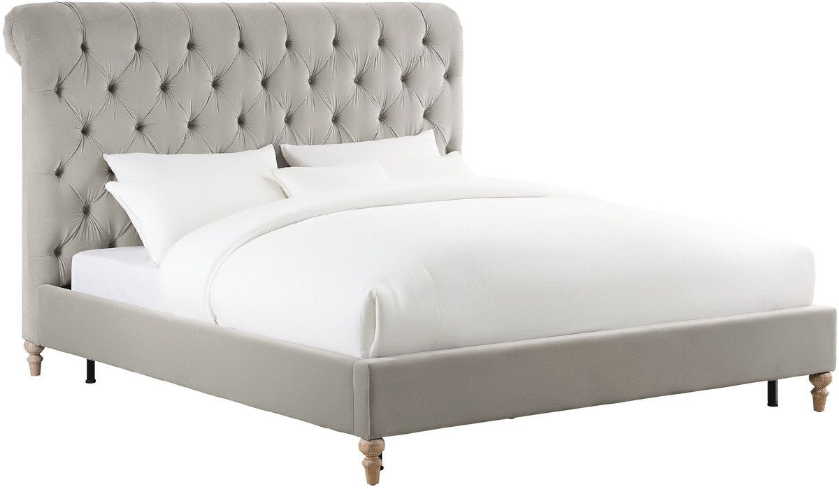 Putnam Grey Velvet Bed King Size