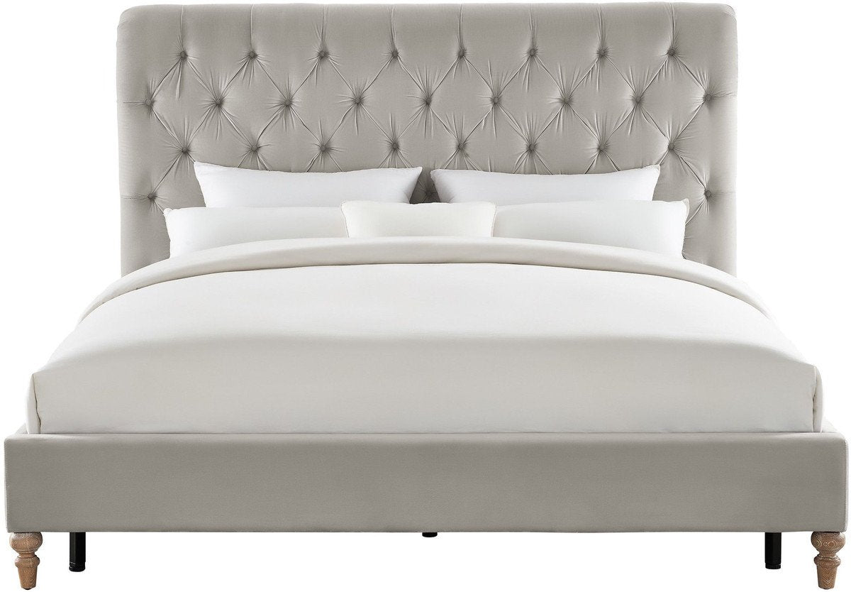 Putnam Grey Velvet Bed King Size