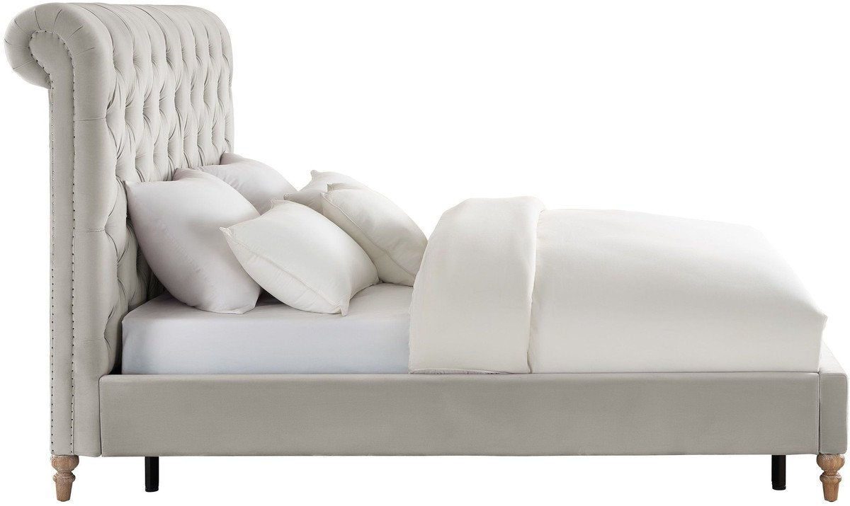 Putnam Grey Velvet Bed King Size