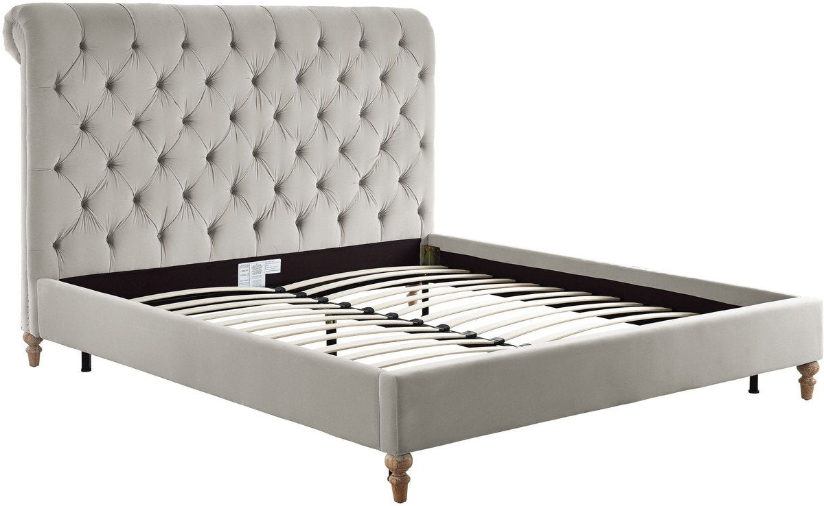 Putnam Grey Velvet Bed King Size