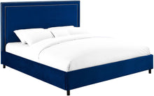 Load image into Gallery viewer, Reed Navy Velvet Bed in King Size