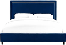 Load image into Gallery viewer, Reed Navy Velvet Bed in King Size