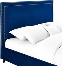 Load image into Gallery viewer, Reed Navy Velvet Bed in King Size