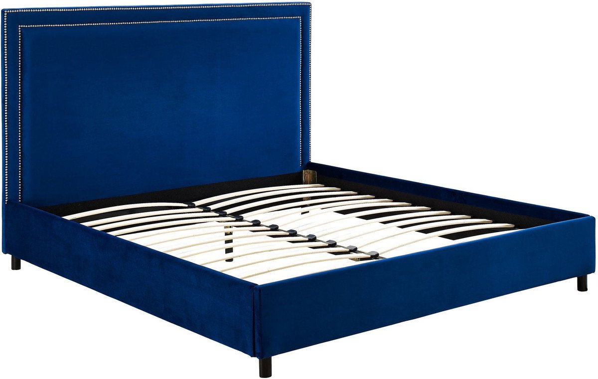 Reed Navy Velvet Bed in King Size