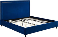 Load image into Gallery viewer, Reed Navy Velvet Bed in King Size