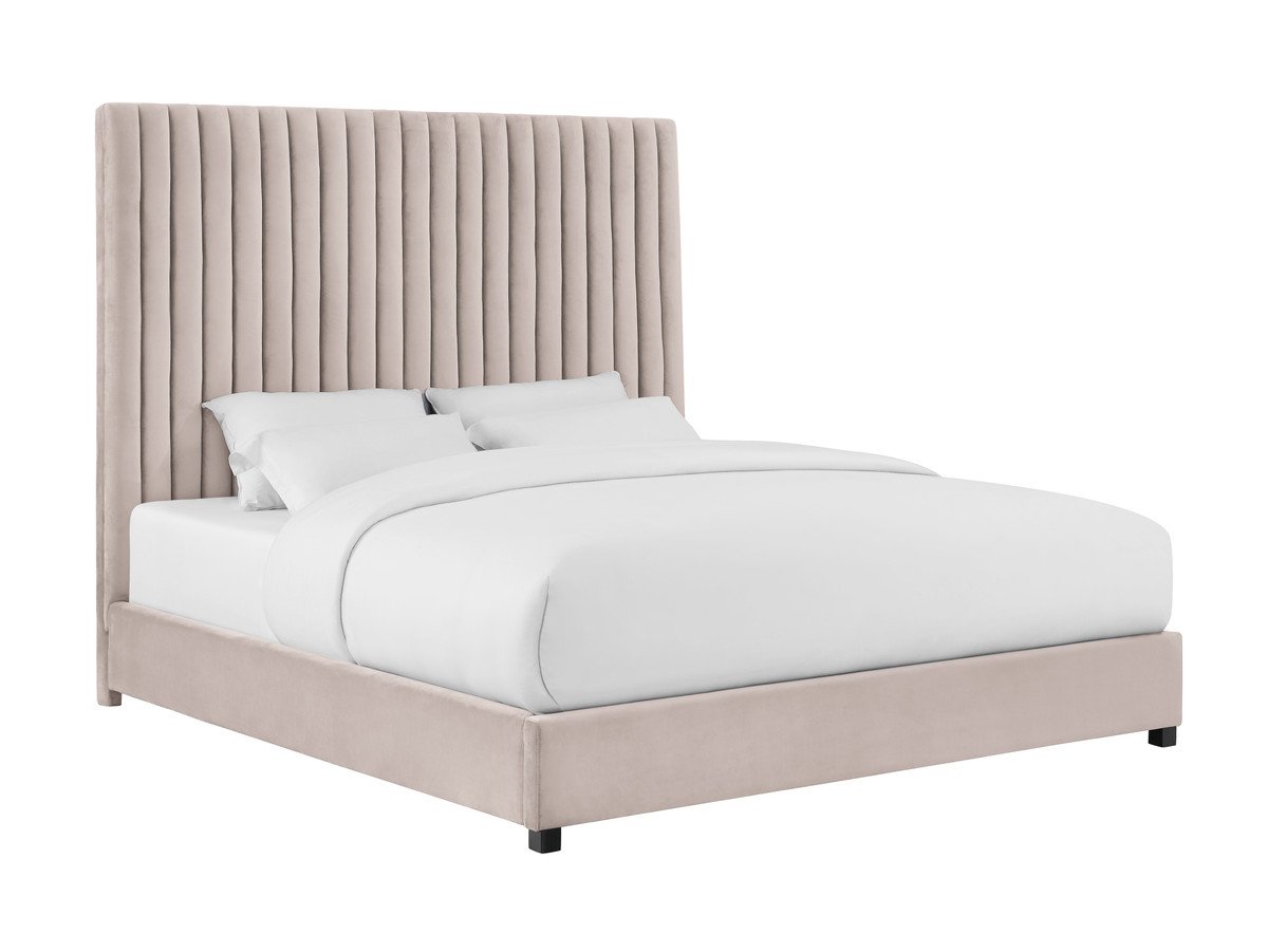 Arabelle Blush Velvet Bed in Queen