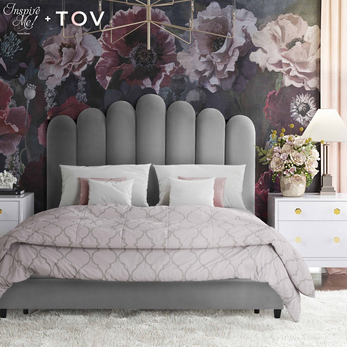 Celine Velvet Bed in Queen By Inspire Me! Home Decor