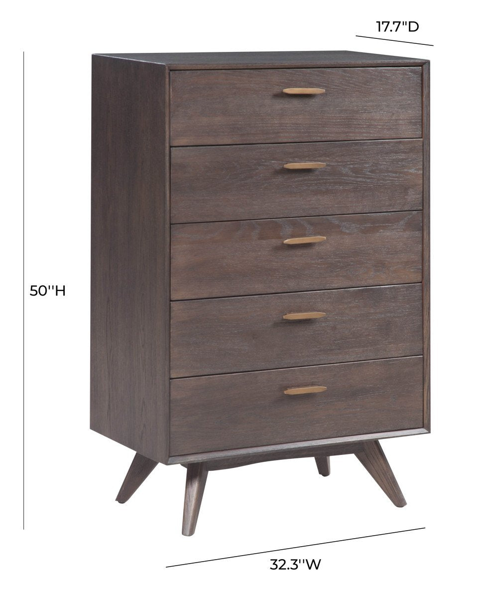 Loft Wooden 5 Drawer Chest