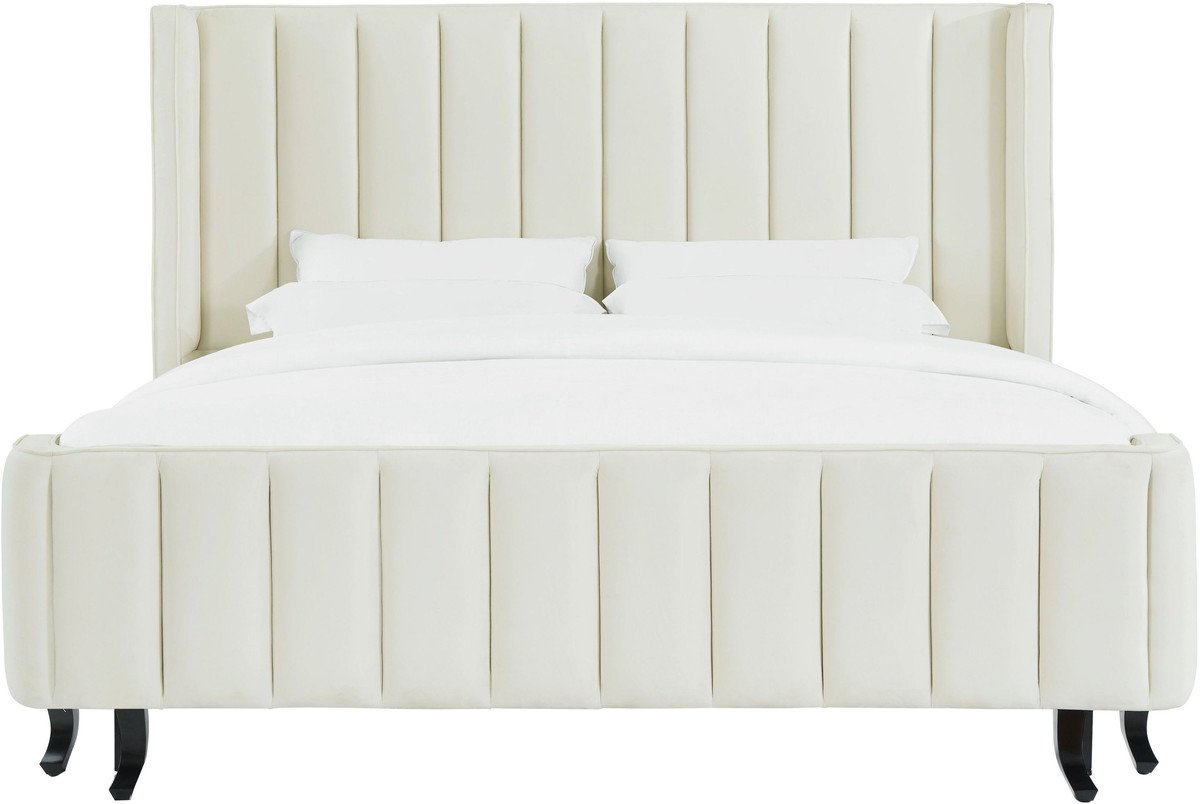 Waverly Cream Velvet Bed in Queen