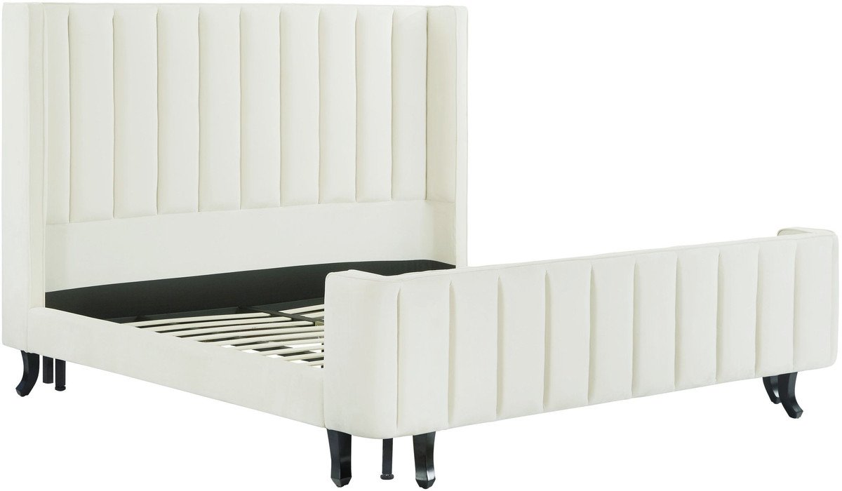 Waverly Cream Velvet Bed in Queen