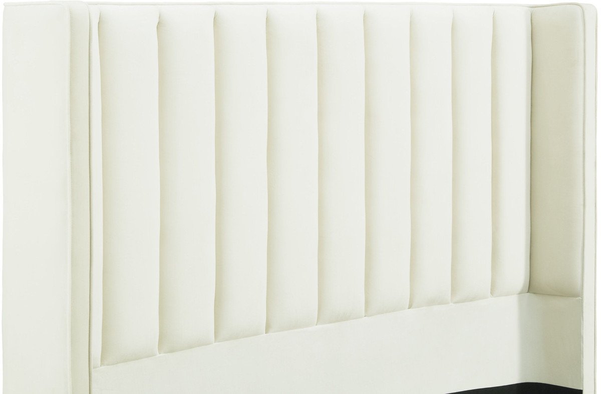 Waverly Cream Velvet Bed in Queen