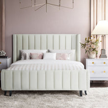 Load image into Gallery viewer, Waverly Cream Velvet Bed in Queen