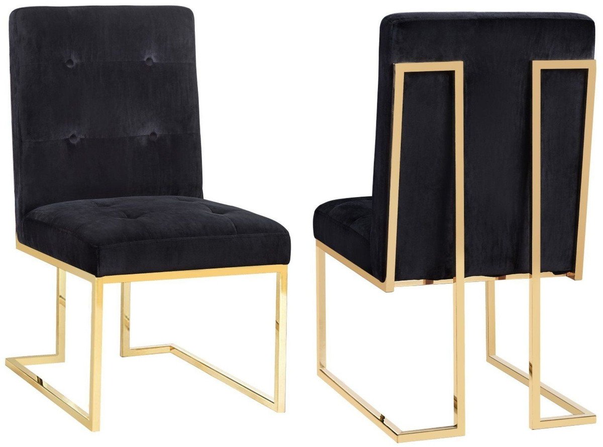 Akiko Black Velvet Chair (Set of 2)