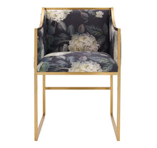 Load image into Gallery viewer, Atara Floral Velvet Gold Chair