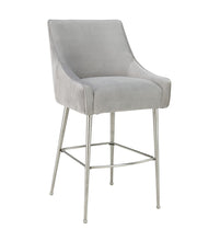 Load image into Gallery viewer, Beatrix Pleated Light Grey Velvet Counter Stool