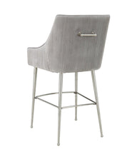 Load image into Gallery viewer, Beatrix Pleated Light Grey Velvet Counter Stool