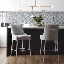 Load image into Gallery viewer, Beatrix Pleated Light Grey Velvet Counter Stool